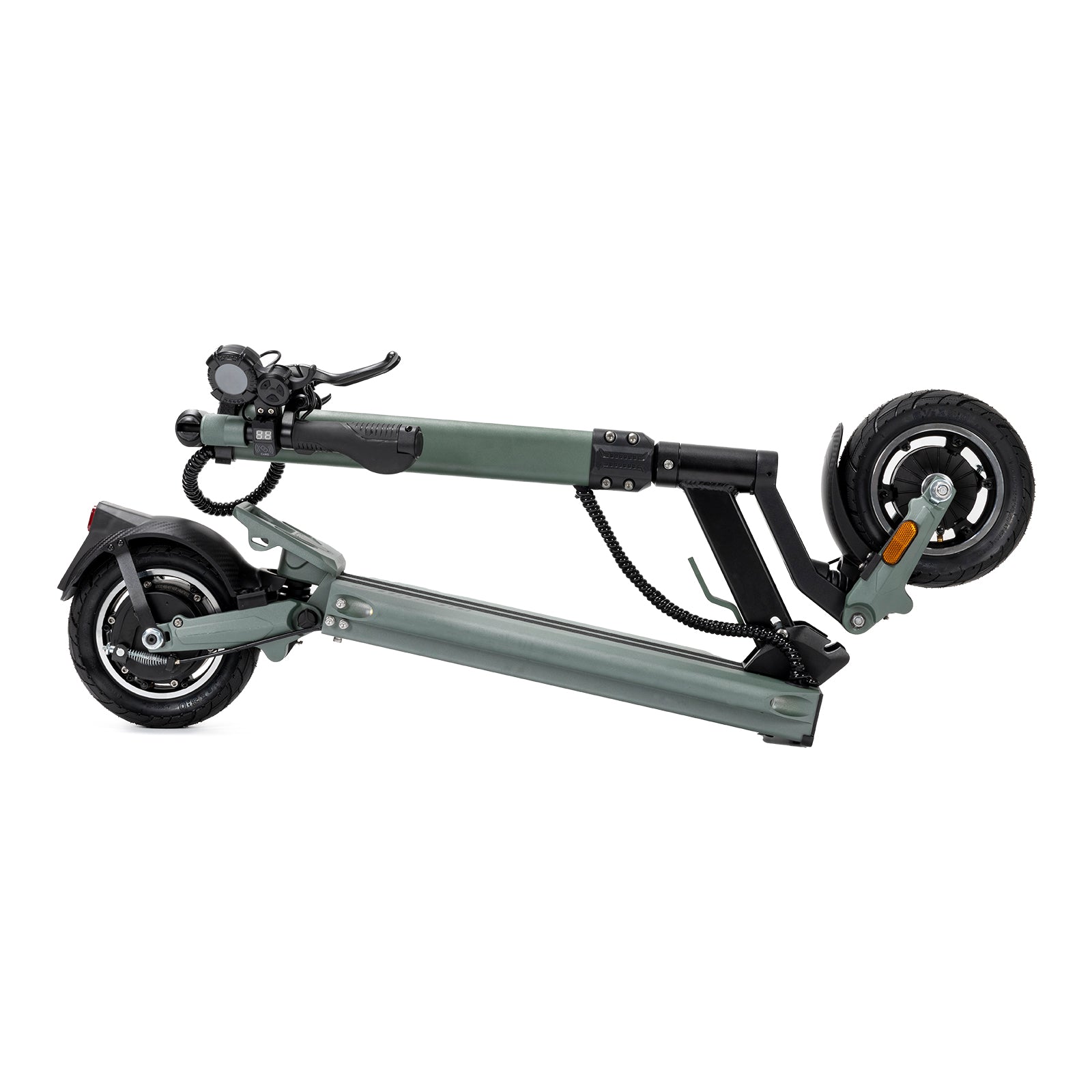 Folded Ausom GX1 electric scooter with 500W motor and 8.5-inch pneumatic rubber tires