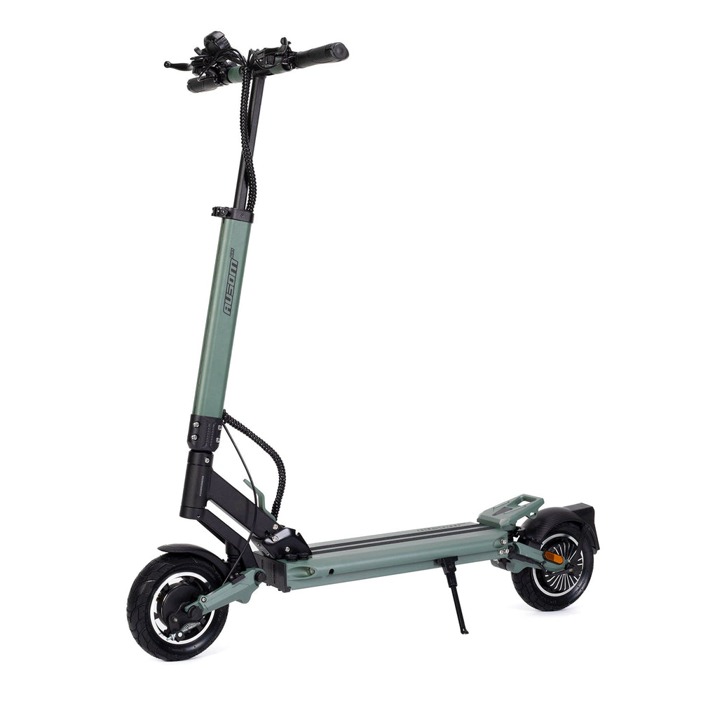 Ausom GX1 electric scooter with 48V 15.6Ah battery, 500W brushless motor, 65-80 km range, 25 km/h max speed, and 8.5-inch pneumatic rubber tires.