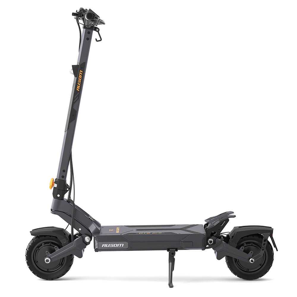 Ausom DT2 Pro electric scooter with 1100W dual motors, 52V 23.4Ah battery, 71-mile range, 42 mph max speed, and 10-inch tubeless rubber tires.