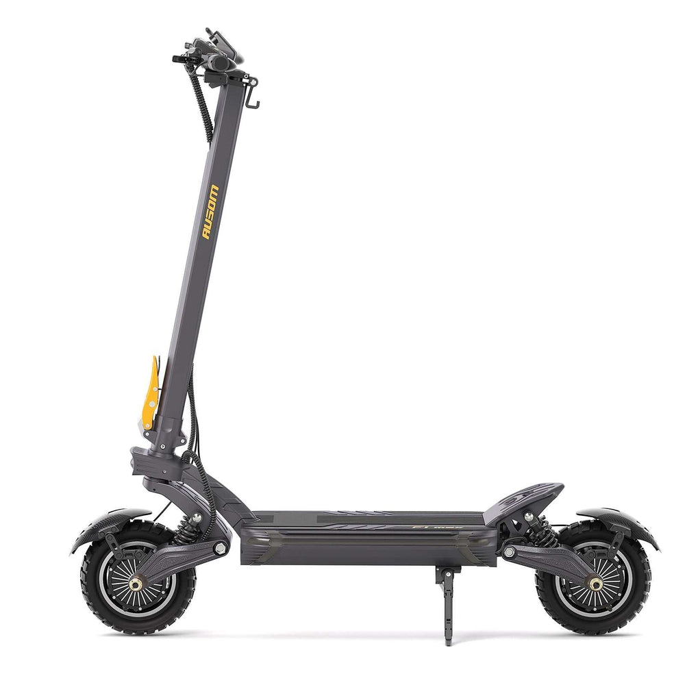 Ausom F1 Max electric scooter with dual 1400W motors, 60V 20.8Ah battery, 62 miles range, 45 mph max speed, and 10"x3" pneumatic tires.